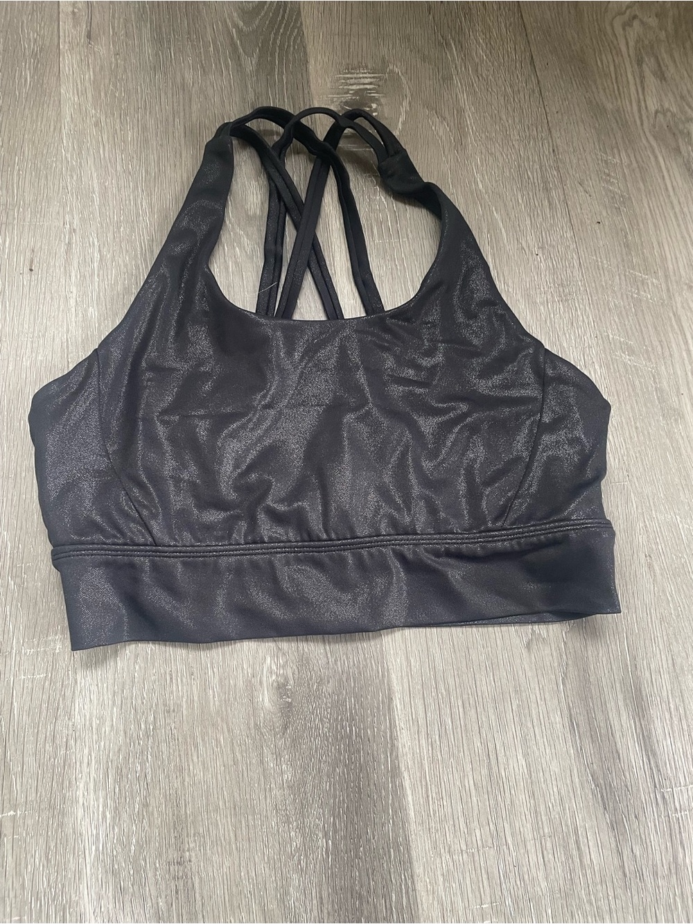BuffBunny Black Shimmery Strappy Crisscross Sports Bra